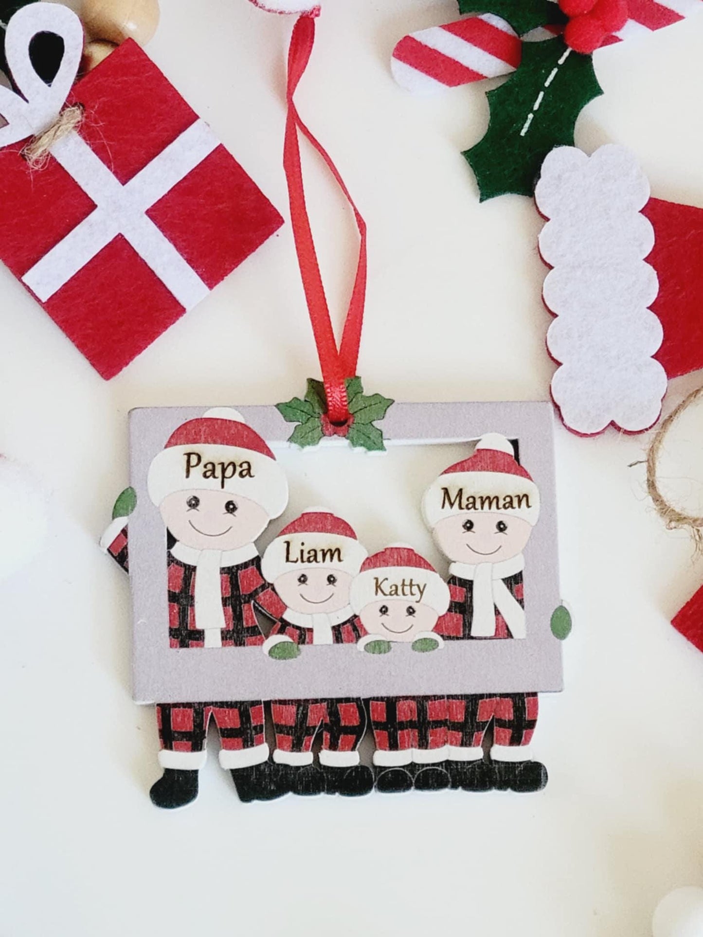 Décoration de Noël avec prénom d'un membre de la famille,Décoration de famille personnalisée,Famille de 2 3 4 5 6 personnes décoration sapin