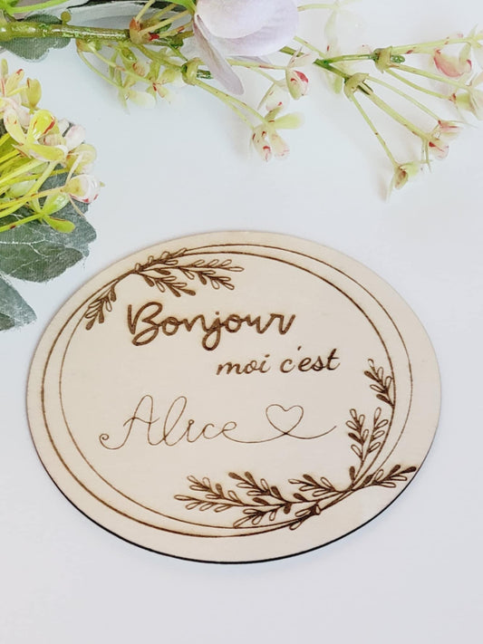 Carte bienvenue bébé naissance en bois Bonjour bébé