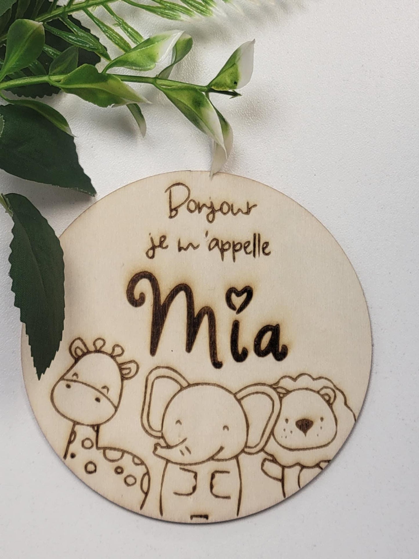 Carte bienvenue bébé naissance en bois Bonjour bébé