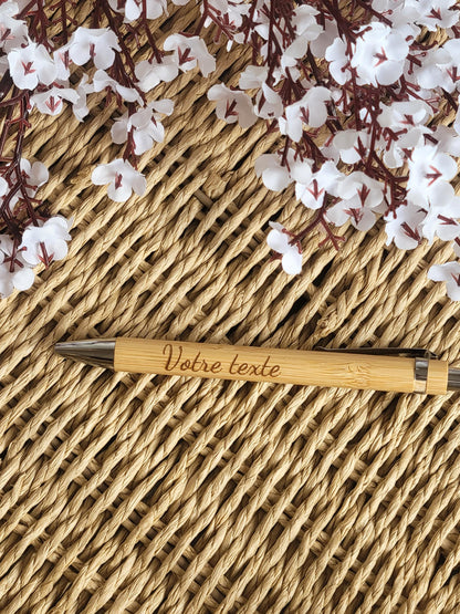 Stylo bambou personnalisé / Cadeau maitresse mariage témoin grand-père fête des pères /anniversaire collègue comité entreprise