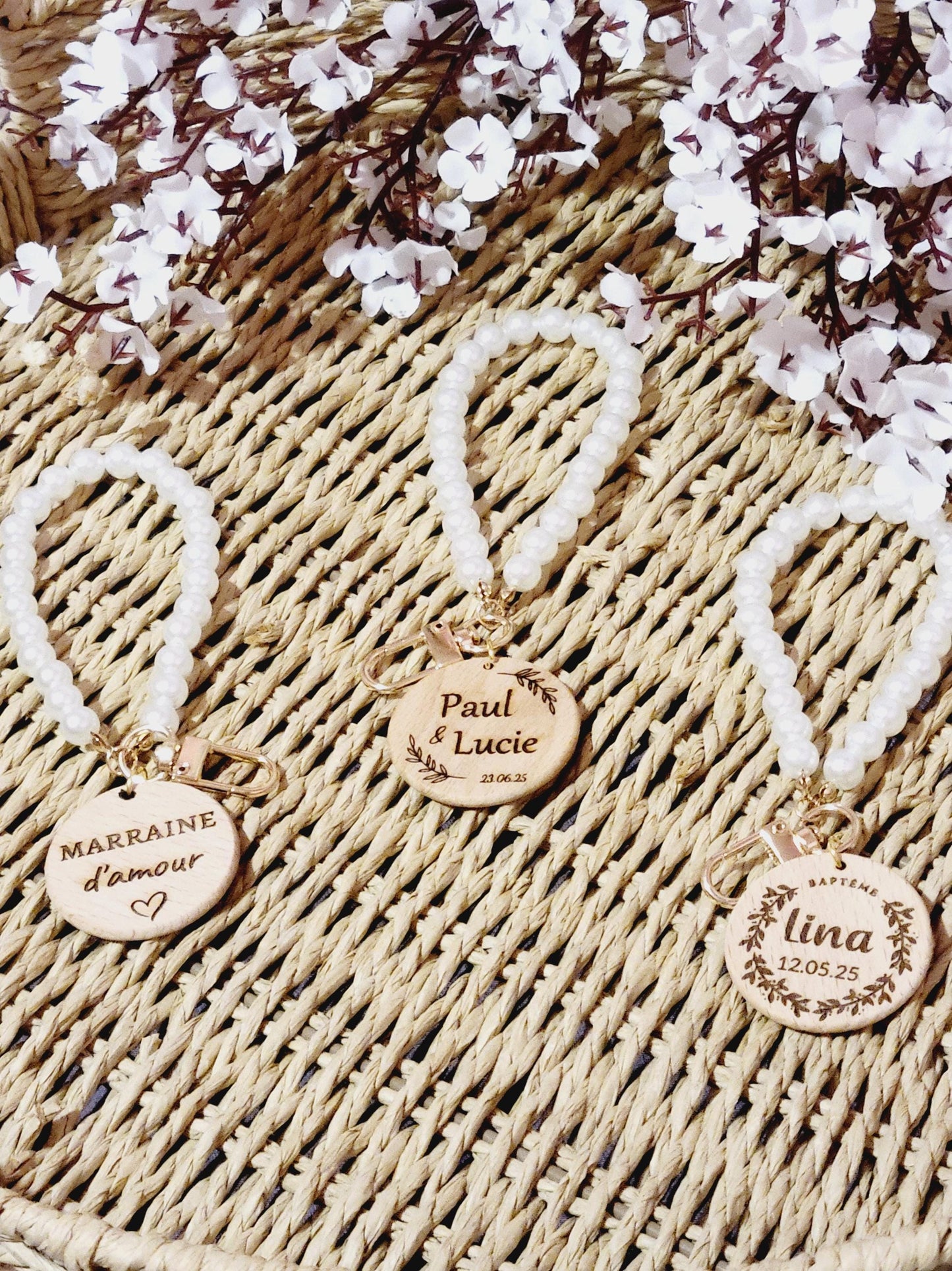 Cadeaux invités porte clés Témoins/mariage/baptême/communion/anniversaire/pacs/baby shower Cadeaux évènements