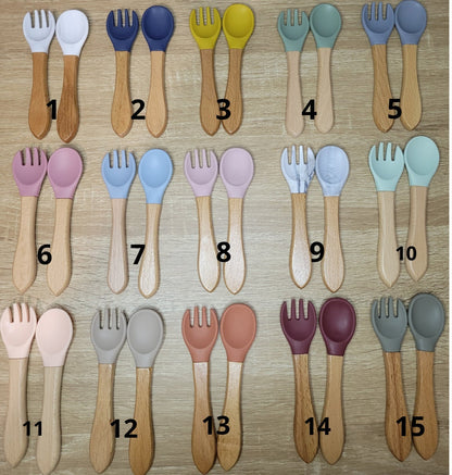 set couvets bébé personnalisées /Fourchette et cuillère en bois / idéal cadeau de naissance