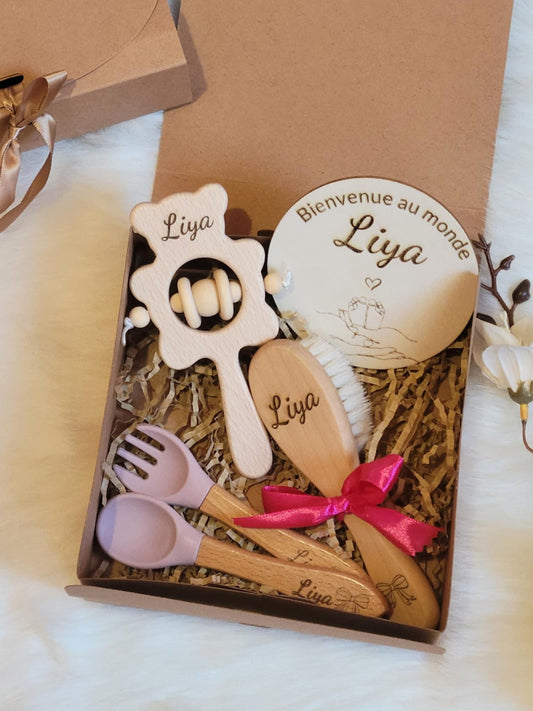 Coffret cadeau de naissance personnalisé