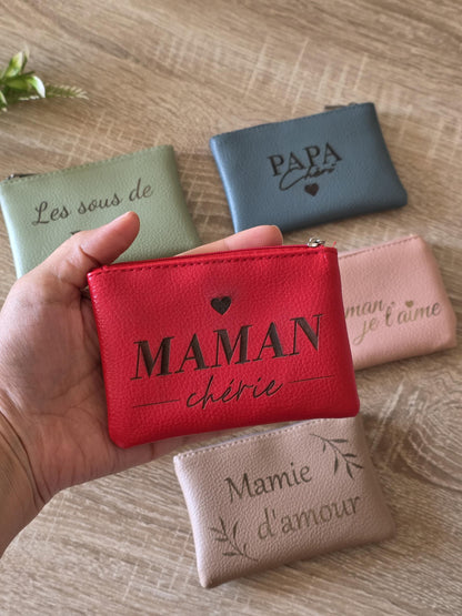 Porte-monnaie en cuir personnalisé pour maman, papa, mamie, papi – Idée cadeau pour toutes les occasions anniversaire, fête des mères pères