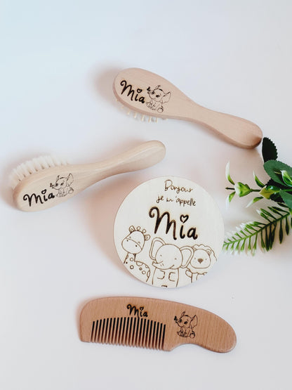 Carte bienvenue bébé naissance en bois Bonjour bébé