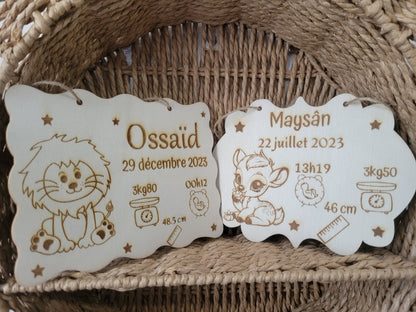 plaque de naissance personnalisé / idéal cadeau naissance / carte bienvenue bébé