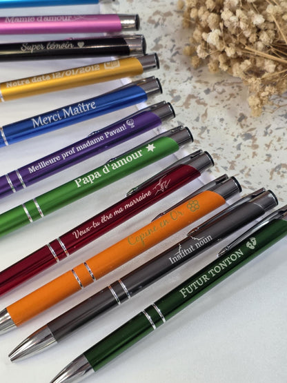 stylo personnalisé, stylo à bille gravé ,message personnalisé , cadeau noêl stylo métal gravé ,cadeau personnalisé , cadeau marraine