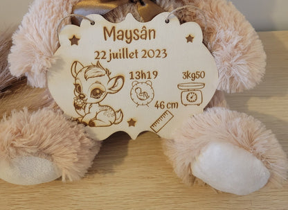 plaque de naissance personnalisé / idéal cadeau naissance / carte bienvenue bébé