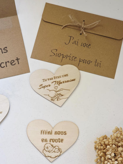 Magnet personnalisé forme cœur pour annonce de grossesse - Futur mamie et papi - Futur Marraine et Parrain - Futur bébé - Cadeau naissance