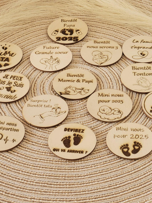 Magnet personnalisé pour annonce de grossesse - Futur mamie et papi - Futur Marraine et Parrain - Futur bébé - Cadeau naissance
