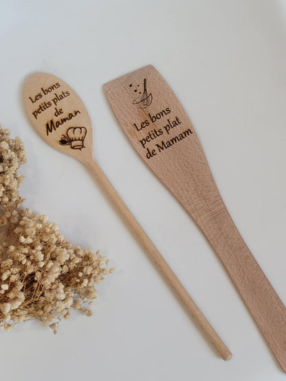 Ustensile de cuisine personnalisé ( spatule et ou cuillère en bambou) cadeau maman / mamie / marraine / nounou.....