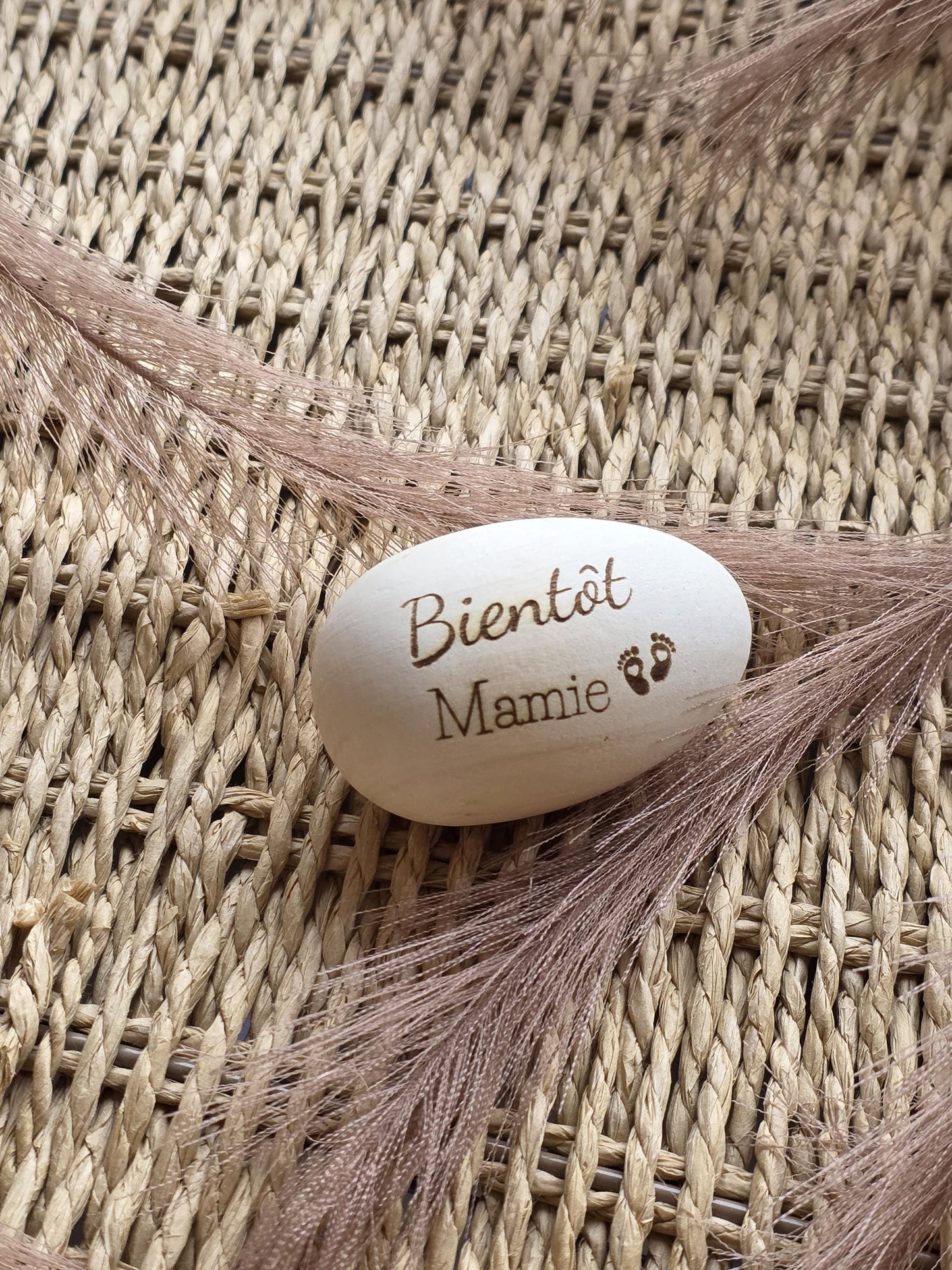 Oeuf en bois bébé - Annonce grossesse - future maman - futur papa demande parrain marraine, annonce naissance proches grands parents
