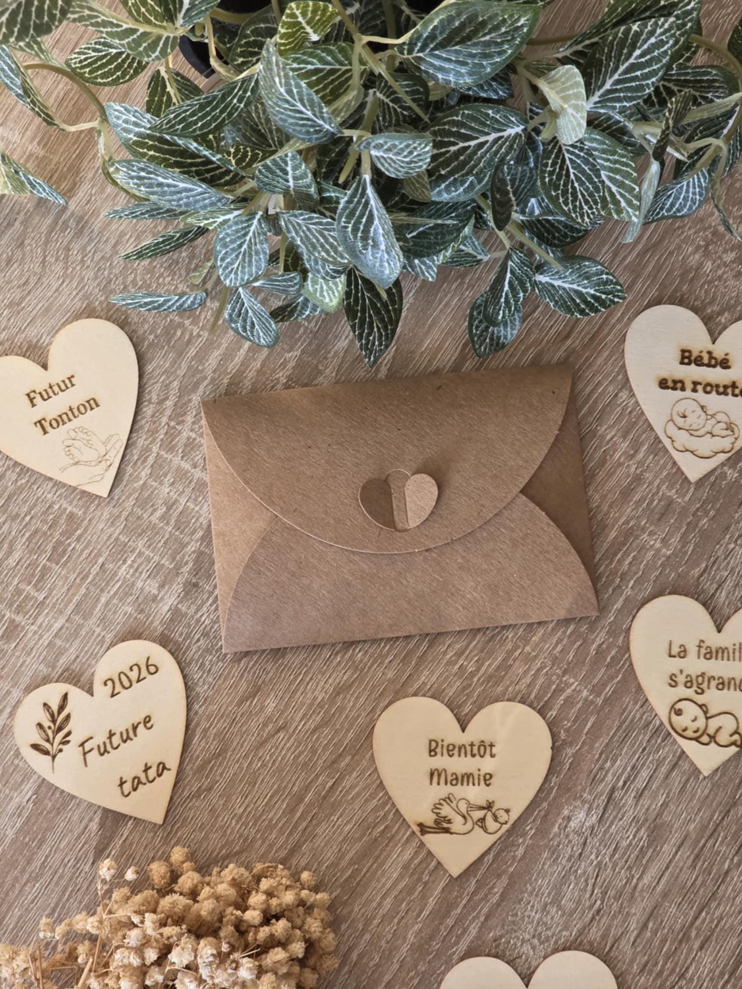 Magnet personnalisé forme cœur pour annonce de grossesse - Futur mamie et papi - Futur Marraine et Parrain - Futur bébé - Cadeau naissance