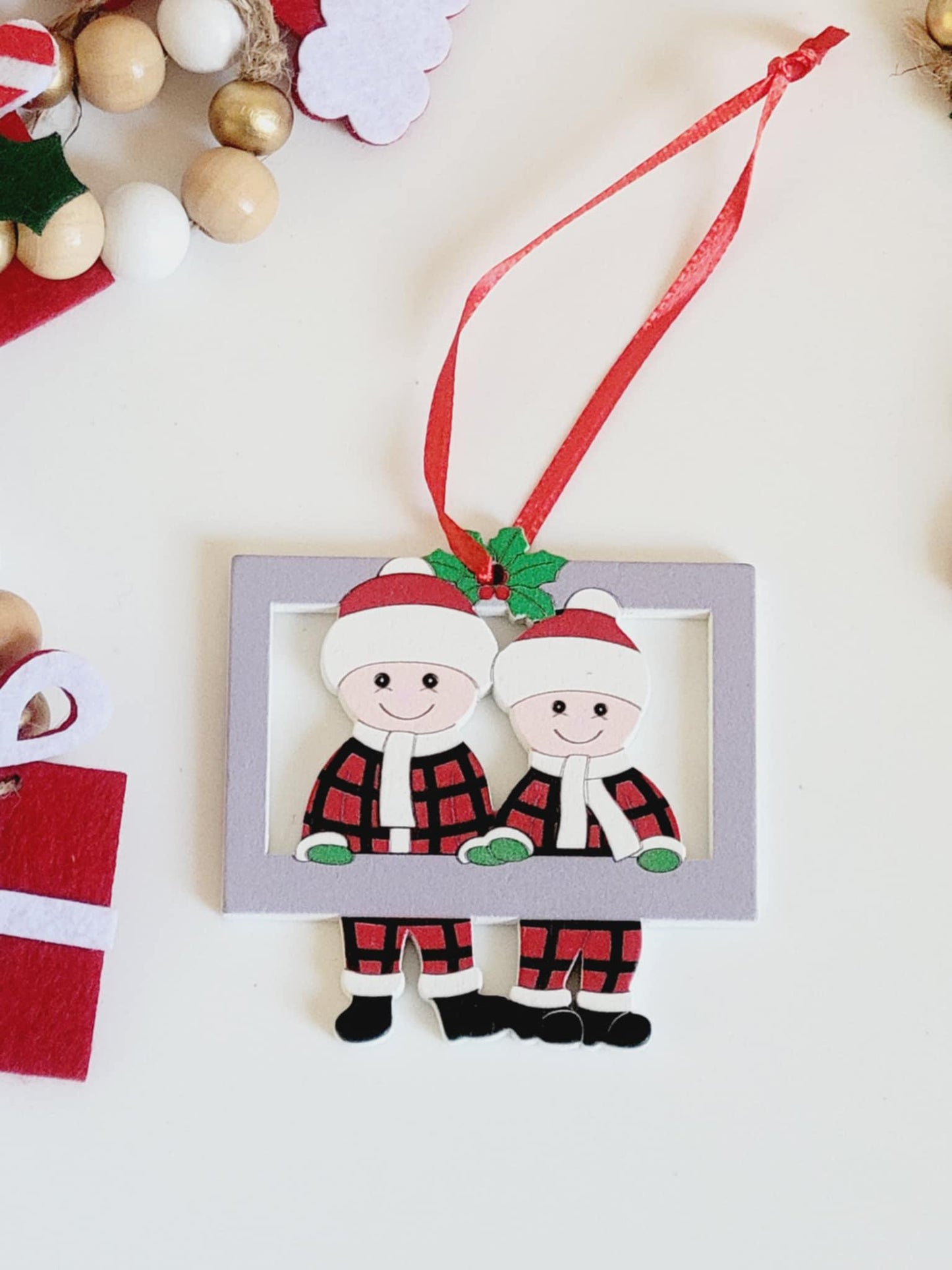 Décoration de Noël avec prénom d'un membre de la famille,Décoration de famille personnalisée,Famille de 2 3 4 5 6 personnes décoration sapin