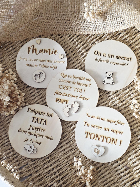 Cartes en bois annonce de grossesse / Surprise / Cadeau personnalisé
