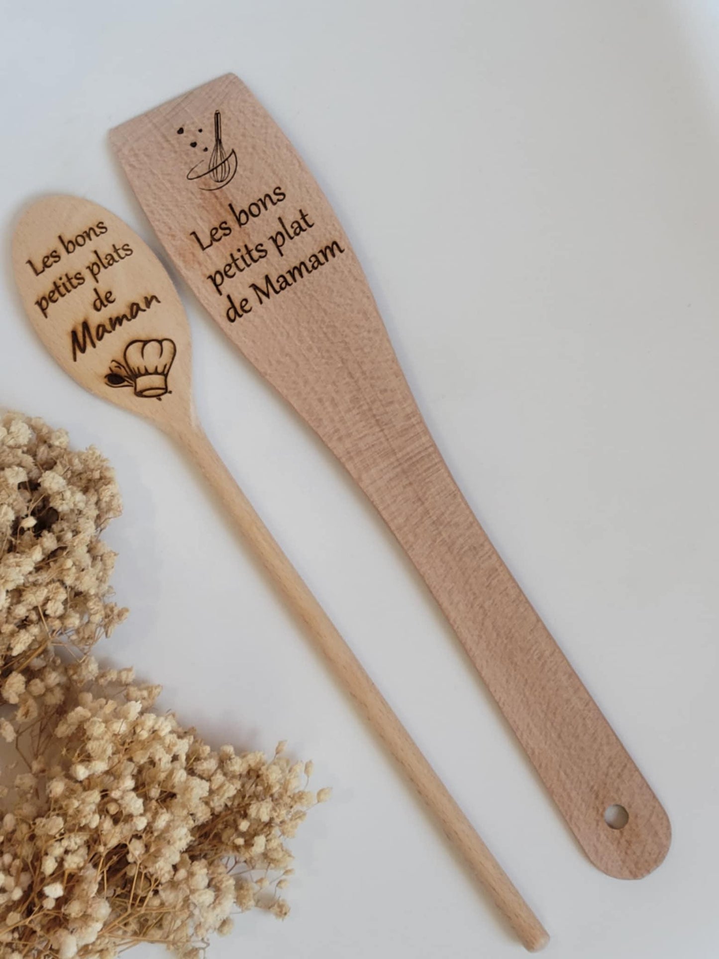 Ustensile de cuisine personnalisé ( spatule et ou cuillère en bambou) cadeau maman / mamie / marraine / nounou.....