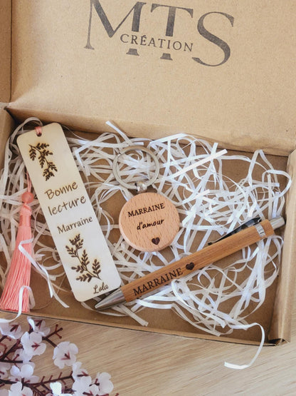 Coffret Cadeau Personnalisé – Marraine ou Parrain.     Cadeau fête des marraines,  cadeau parrain