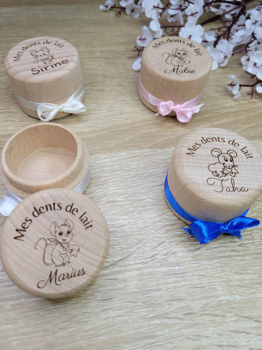 Boite à dents de lait personnalisée en bois /Brosse à dents bambou enfant personnalisée / cadeau