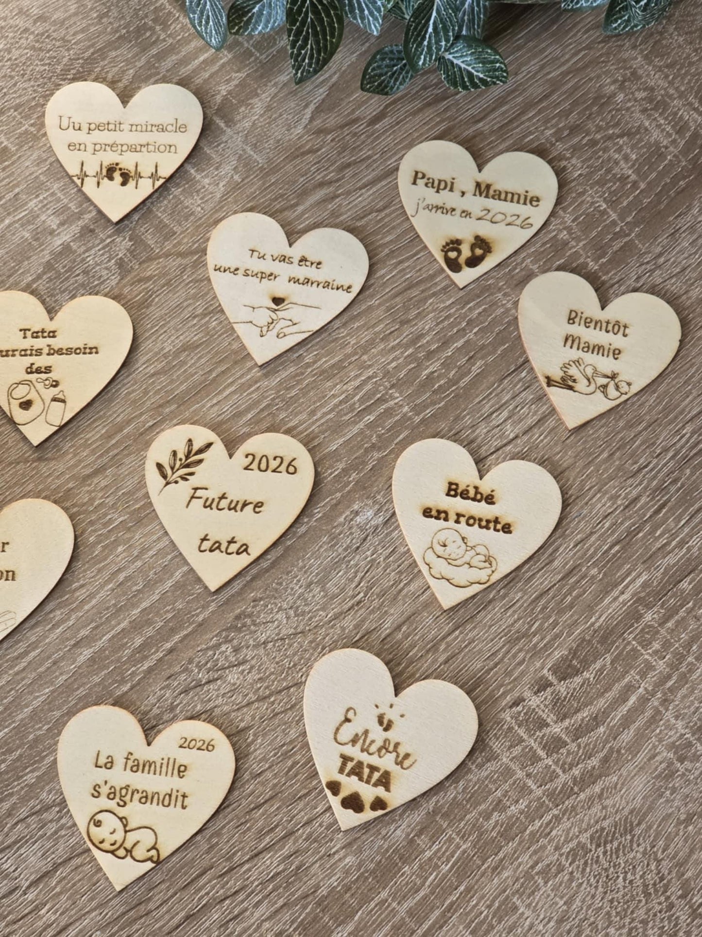 Magnet personnalisé forme cœur pour annonce de grossesse - Futur mamie et papi - Futur Marraine et Parrain - Futur bébé - Cadeau naissance