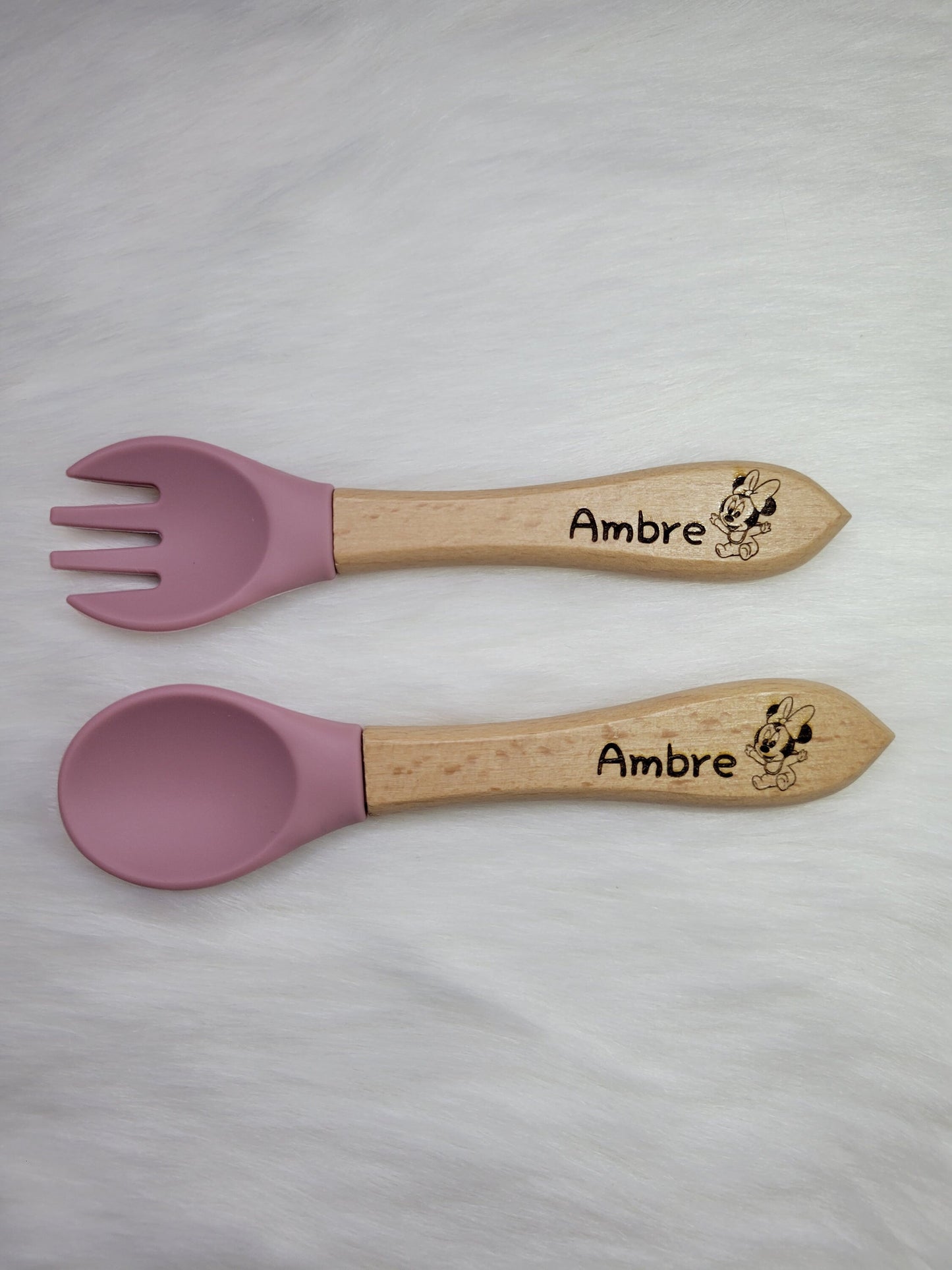 set couvets bébé personnalisées /Fourchette et cuillère en bois / idéal cadeau de naissance