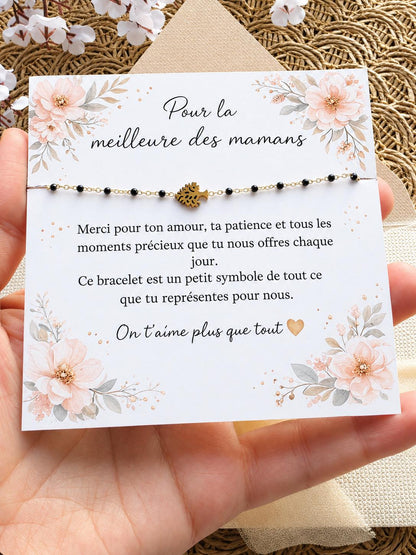 Bracelet Femme Fin Doré avec Perles Colorées – Cadeau Maman Mamie – Bracelet Délicat Ajustable – Idée Cadeau Fête des Mères