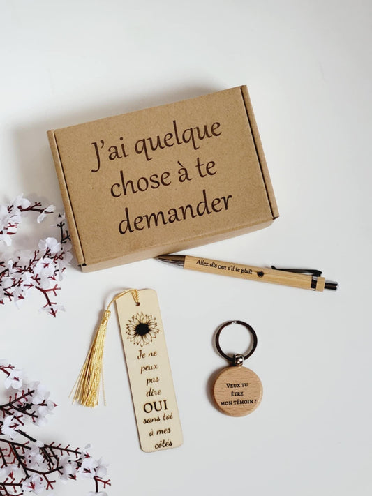 Coffret cadeau personnalisé, box cadeau, demande de témoin, future mariée, témoin, demoiselle d'honneur, EVJF, accessoires personnalisés ,