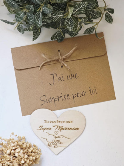 Magnet personnalisé forme cœur pour annonce de grossesse - Futur mamie et papi - Futur Marraine et Parrain - Futur bébé - Cadeau naissance