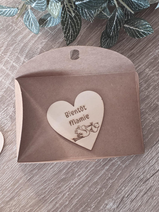 Magnet personnalisé forme cœur pour annonce de grossesse - Futur mamie et papi - Futur Marraine et Parrain - Futur bébé - Cadeau naissance