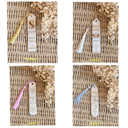 Marque page en bois personnalisé / Idée cadeau pour ( Mamie, Nounou, Maman, Atsem, Marraine, Maîtresse ...)