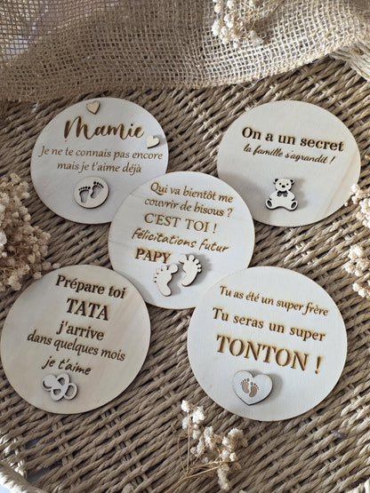 Cartes en bois annonce de grossesse / Surprise / Cadeau personnalisé