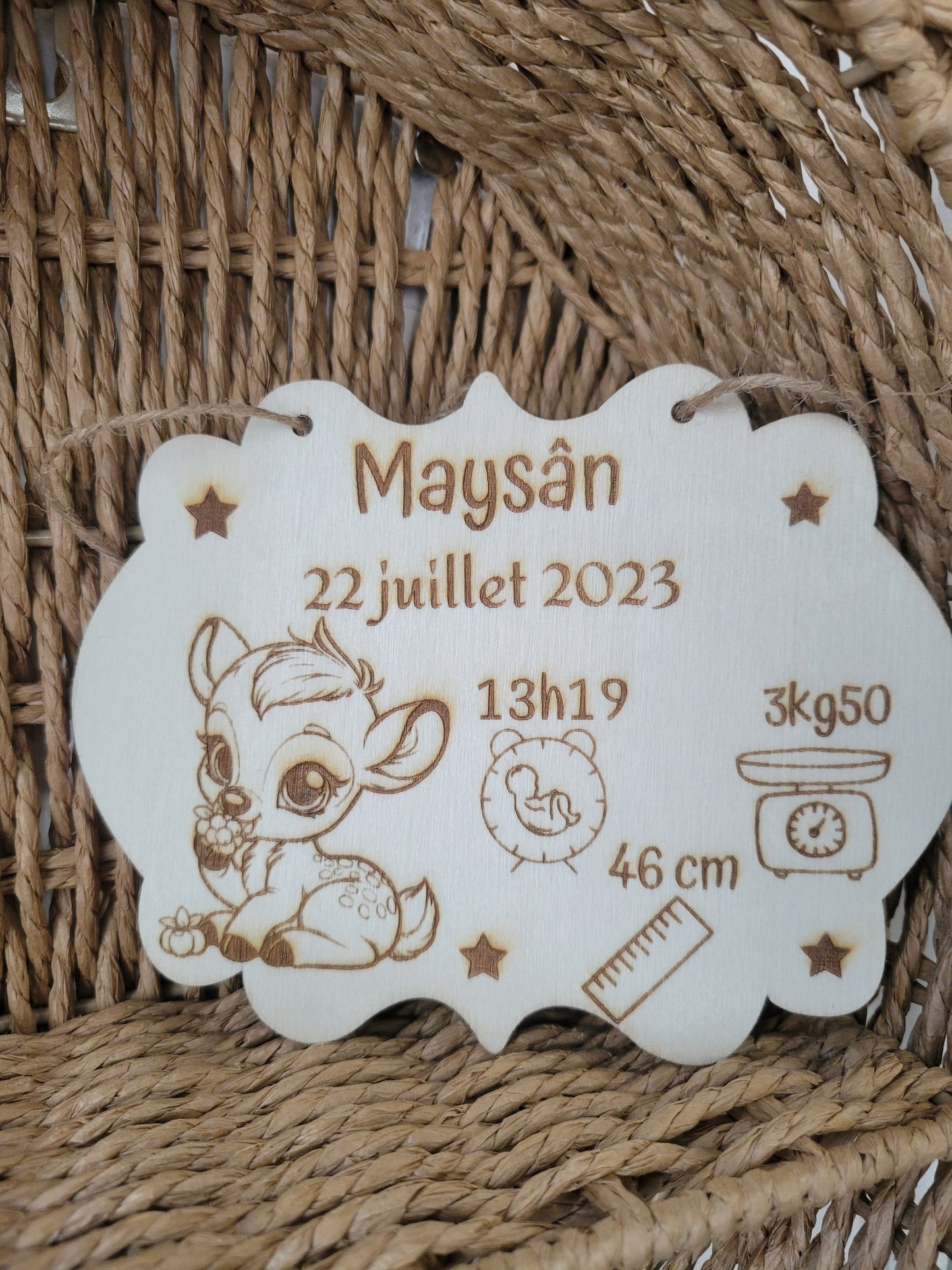 plaque de naissance personnalisé / idéal cadeau naissance / carte bienvenue bébé