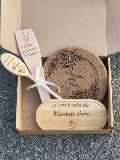 Coffret cadeau personnalisé de cuisine /cadeau mamie cuisine / cadeau marraine / cadeau nounou / cadeau maman / cadeau maitresse
