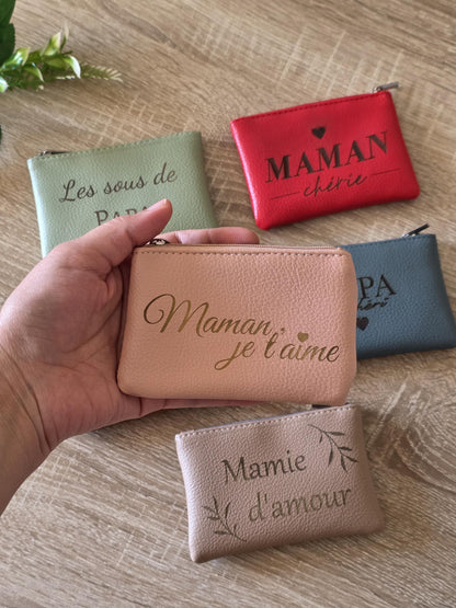 Porte-monnaie en cuir personnalisé pour maman, papa, mamie, papi – Idée cadeau pour toutes les occasions anniversaire, fête des mères pères
