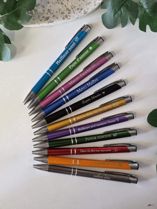 stylo personnalisé, stylo à bille gravé ,message personnalisé , cadeau noêl stylo métal gravé ,cadeau personnalisé , cadeau marraine