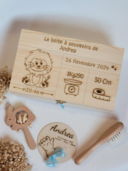 boite à souvenirs en bois cadeau naissance personnalisé