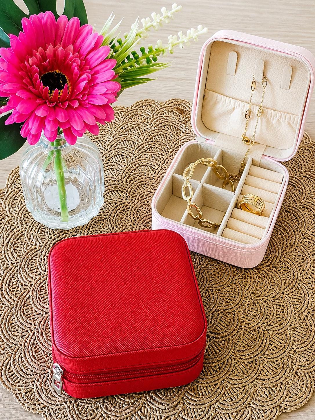 Boîte à bijoux personnalisée  – Texte au choix – Cadeau grand-mère – Coffret bijoux voyage – Idée cadeau personnalisable