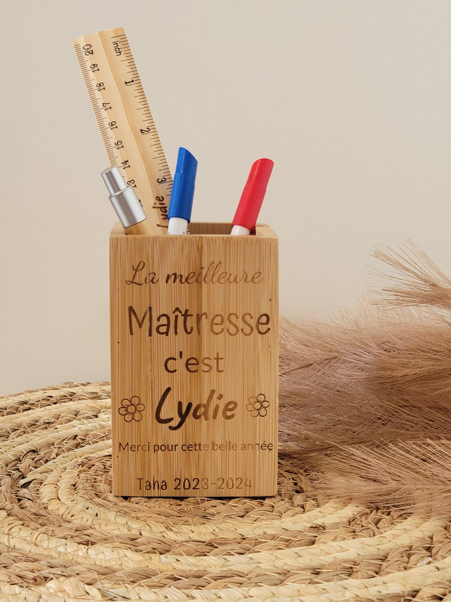 Pot à crayon personnalisé gravé / cadeau fin d'année scolaire / cadeau maîtresse / cadeau atsem