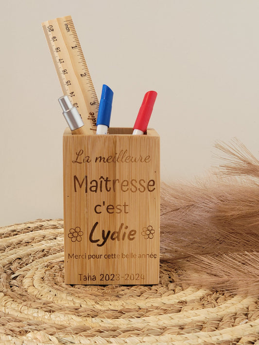 Pot à crayon personnalisé gravé / cadeau fin d'année scolaire / cadeau maîtresse / cadeau atsem